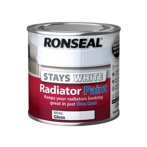 Ronseal Stay White Radiator Paint White Gloss (various sizes available)