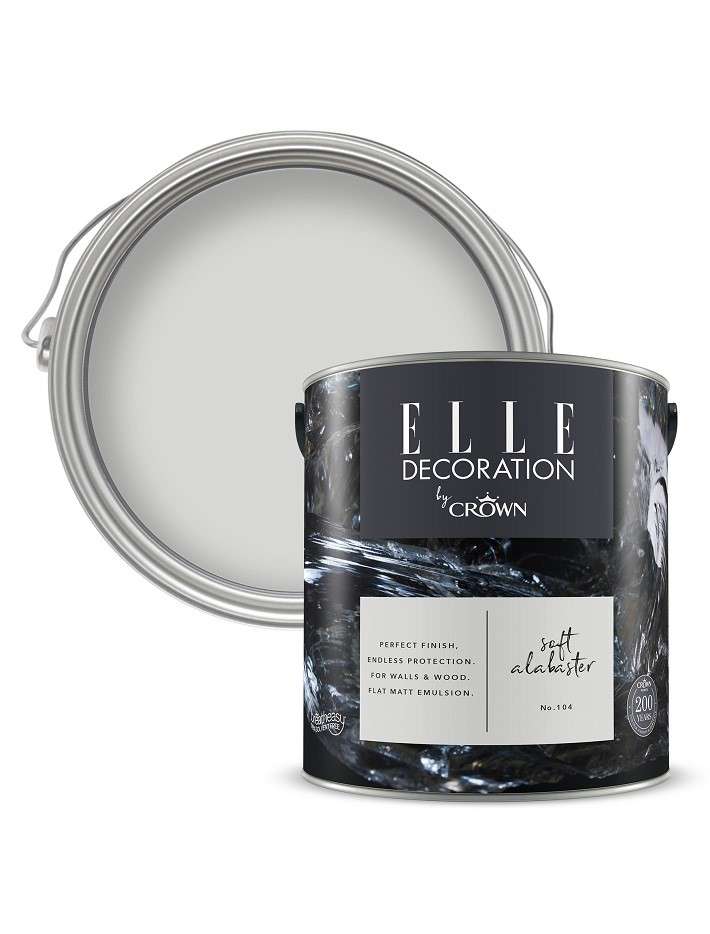 Elle Decoration By Crown Paints Obsidian Soft Alabaster No 104 Flat Matt Emulsion Interior Paint