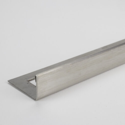 L Shaped Brushed Silver Tile Trim
